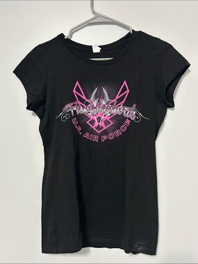 Thunderbirds Black Short Sleeve Tee with Pink Graphic